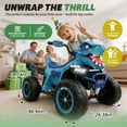 thumbnail image 6 of 12V Dinosaur Kids Ride On Car, 2 Seater Electric Ride On Toy for Kids with Remote Control, Bluetooth, USB, 4 Wheel Suspension, Powered Dinosaur Toy Car for Boys and Girls Ages 3-8, Blue, 6 of 8