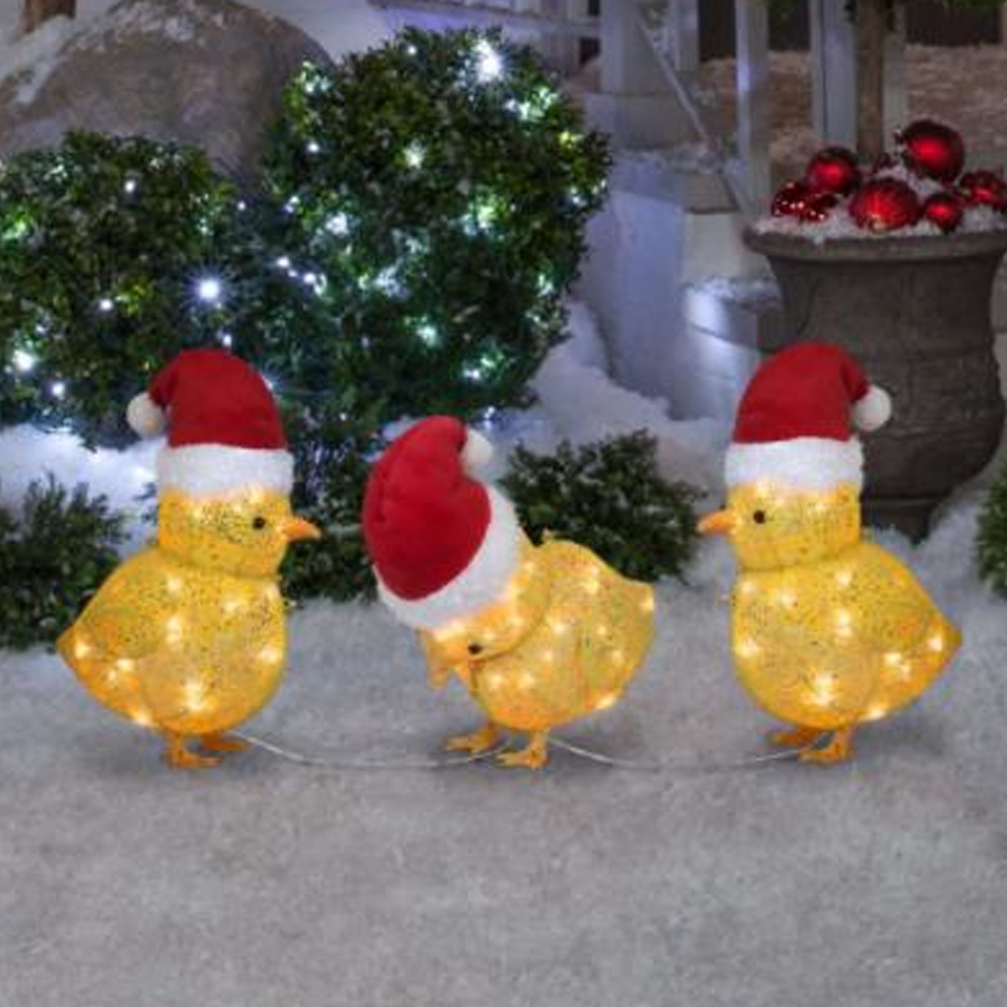 Zoiuytrg Christmas LightUp Chicken with Scarf Yard Decoration, Metal Chicken Thanksgiving