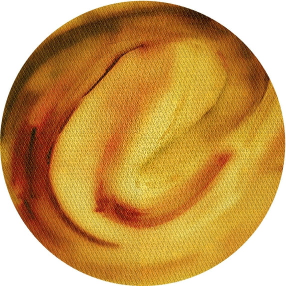 Ahgly Company Indoor Round Patterned Mahogany Brown Area Rugs, 7' Round