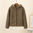 thumbnail image 2 of Edvintorg Winter Coats for Women Long Sleeve Fleece Jacket Zip up Hooded Outerwear Clothes Women Brown S-XL, 2 of 7
