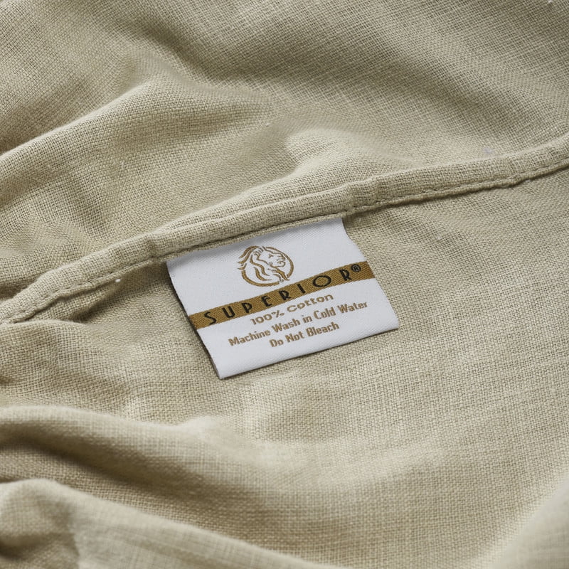 Superior Chloe 100% Cotton Percale Linen Texture Bed Sheet Set, Queen, Beige