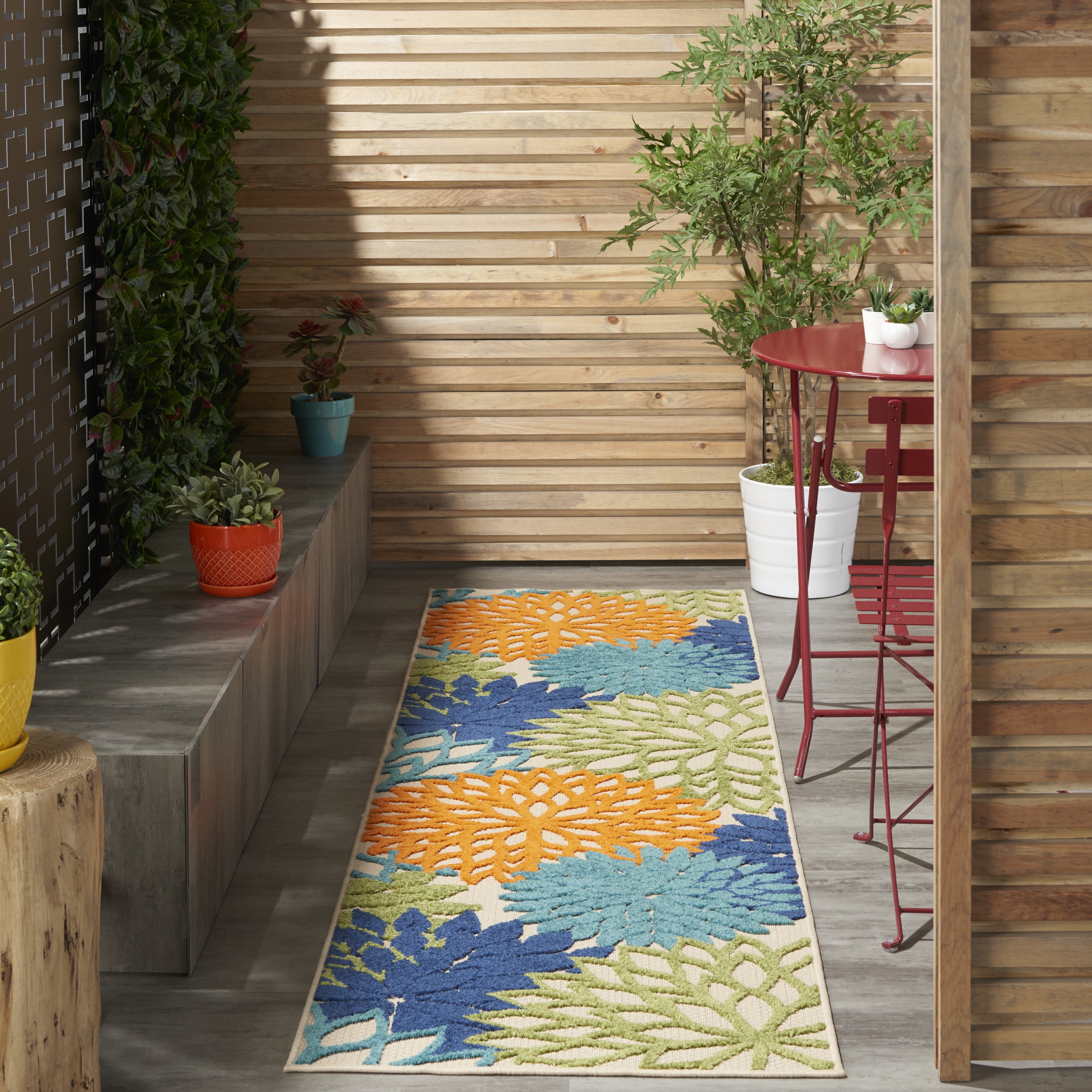 Nourison Aloha Indoor/Outdoor Multicolor 2'3" x 8' Area Rug, (2x8)