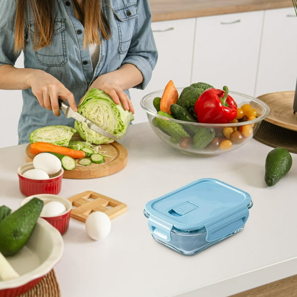 Qaailabf High Quality Glass Bento Box Microwave Safe Lunch Container for Students Office Workers Meal Prep Heat Resistant Food Storage Container Dishwasher Safe Fresh-keeping Box Easy Clean Thermal