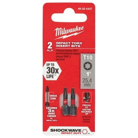 UPC: 0045242487653 | Milwaukee SHOCKWAVE Torx T10 x 1 in. L Impact Insert Bit Steel 2 pc. – Case Of: 1; Each Pack Qty: 2; Total Items Qty: 2