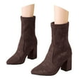 thumbnail image 3 of Elegant Women's Mid Calf Boots for Casual Outfits Featuring Suede Material Round Toe and Block Heel Ideal for Autumn and Winter Comfortable On Design for Versatile Use, 3 of 9