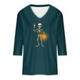 thumbnail image 5 of Heisall Womens Tops 2025 Fall Halloween Print V Neck Round Neck 3/4 Sleeve Loose Casual Blouses Halloween Fashion Shirts, 5 of 5