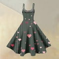 thumbnail image 4 of Valentines Day Sleeveless A-line Dress with Heart Print Adjustable Straps Lightweight Evening Prom Party Dress Watermelon Red L, 4 of 5