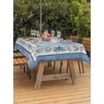 thumbnail image 2 of Outdoor Tablecloth with Umbrella Hole & Zipper, Blue Coastal Rectangle Tablecloth 52x70 Inch, Vintage Summer Beach Coral Shell Starfish Patio Table Cover Waterproof Table Cloth for Picnic/Party, 2 of 7