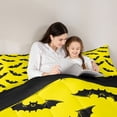 thumbnail image 4 of Feelyou Spooky Bat Twin Bedding, Cartoon Halloween Bedding Comforter Set, Yellow Black, Black Reversible, 7 Pieces, 4 of 7