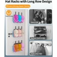 thumbnail image 2 of Livhil Hat Rack 2 Packs, Removable Long Row Hat Hooks for Wall, 2 Mounting Options Baseball Hat Organizer Holds 30 Hats (Black), 2 of 8