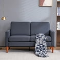 thumbnail image 2 of GZXS Fabric Sofa Couches, Mid Century Couch with Wooden Legs for Living Room, Apartment, Bedroom, Dark Gray, 2 of 10