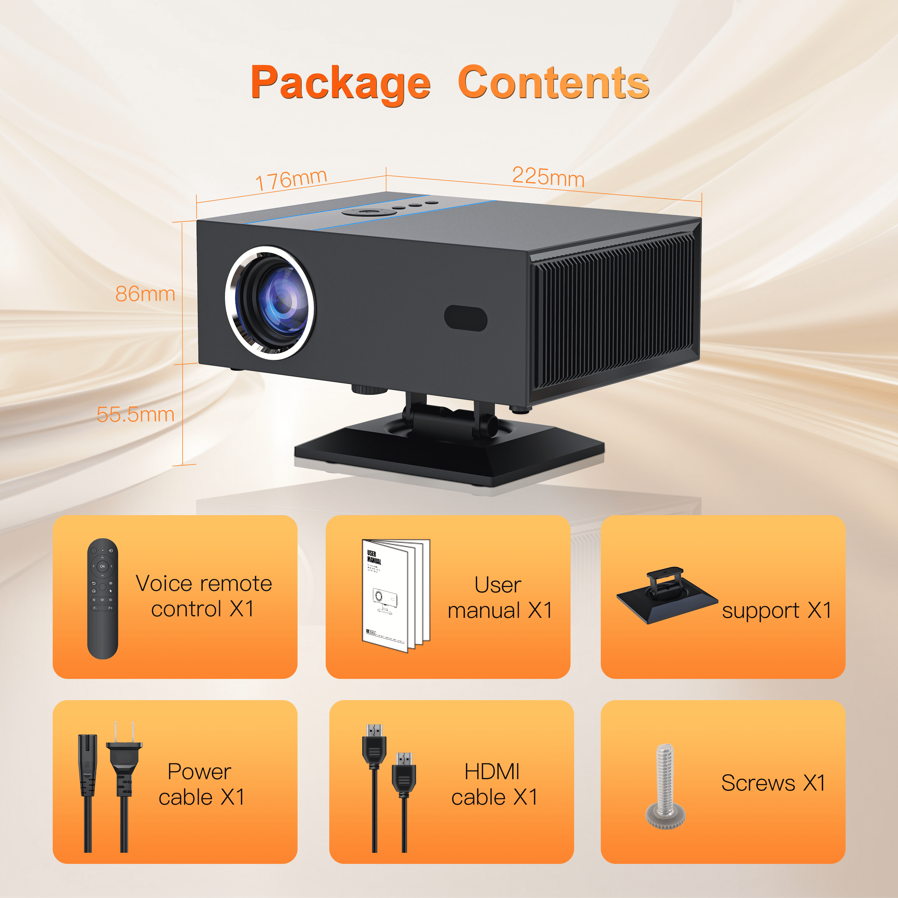 [Official Licensed Apps＆AI Auto Focus] XNANO Projector with Dolby Sound Smart Projector with WiFi 6 and Bluetooth 5.0 Home Theater Projector with Smart Voice Remote Control(Black)