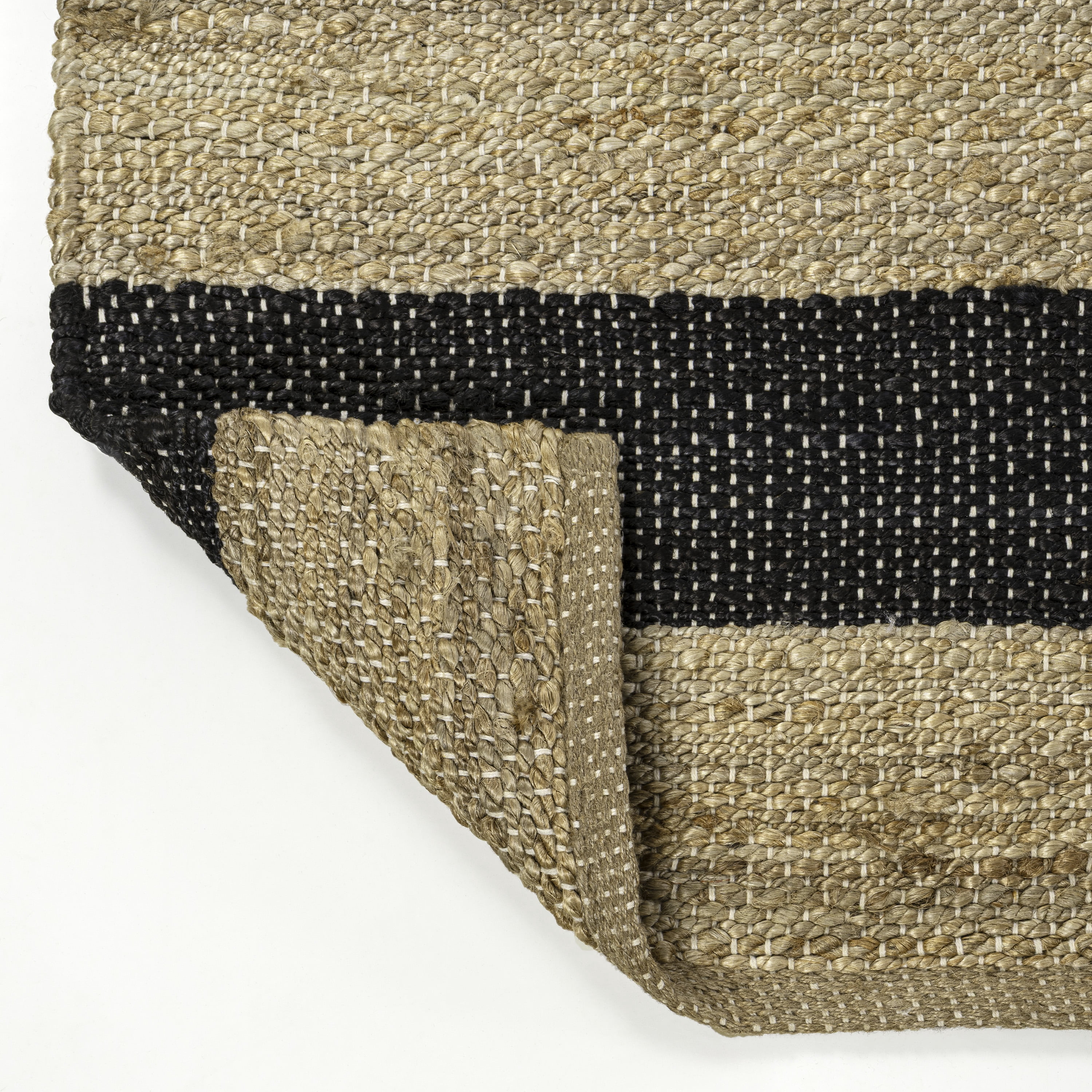 JONATHAN Y NATURAL FIBER 5 x 8 Area Rug, Jayden Rustic Farmhouse Woven Jute Stripe - Natural/Black, NRF202B-5