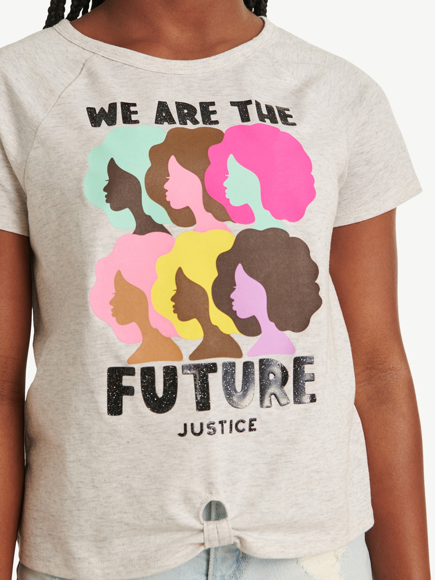 Justice Girl's Everyday Faves Short Sleeve Knot Front T-Shirt,Sizes XS-XLP