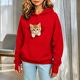 thumbnail image 4 of Zijinkuiwen Kids Pullover Hoodie with Kangaroo Pet Pouch Long Sleeve Sweatshirt with Thumb Holes for Daily Wear and Pet Interaction,Red,11-12 Years, 4 of 4