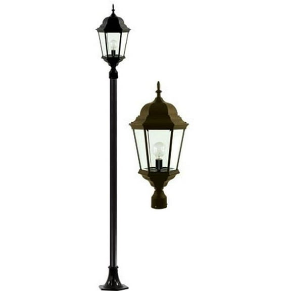 Dabmar Lighting GM2351-L20-30K-BZ 120V-277V G24 LED 20W 30K Cast Aluminium 1 Post Top Light Fixture Pole Plus Base, Bronze
