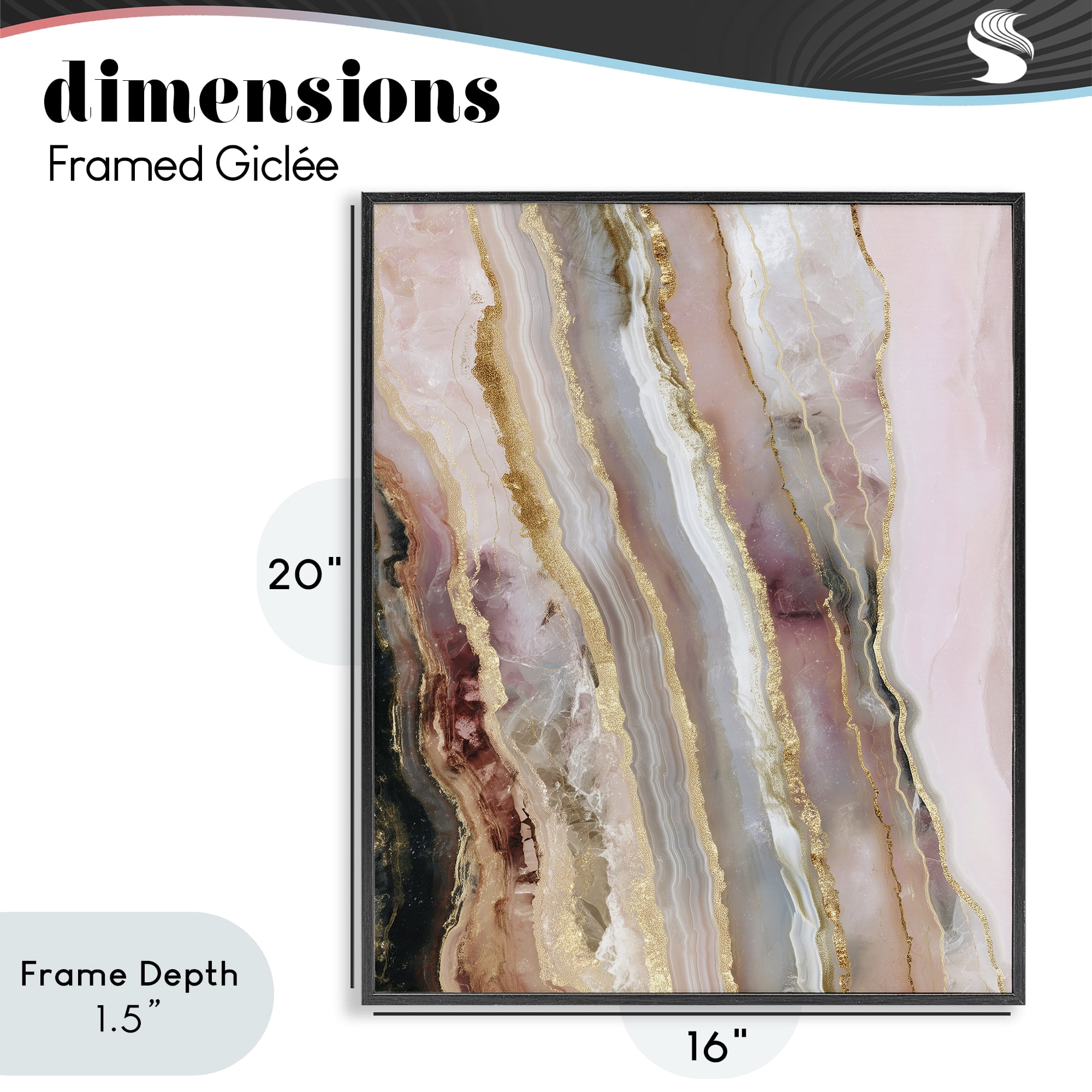 Stupell Industries Pastel Misty Gem Geode Black Framed Giclee Art, design by Svetlana Aleynikova