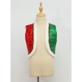 thumbnail image 3 of TTAO Kids Shiny Sequins Vest Christmas Sleeveless Open Front Dressy Waistcoat Festival Dance Coat Red&Green 8, 3 of 7