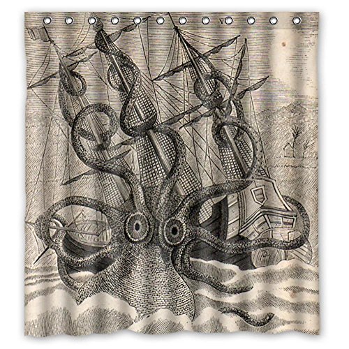 ABPHQTO Cortina de ducha Vintage Octopus Cortina de ducha impermeable 150x180 cm