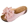 thumbnail image 3 of Slides for Women Suede Bowknot Open Toe Orthopedic Sandals Antislip Platform Summer Slip on Slippers Dress Beach Shoes Pink Size 10, 3 of 9
