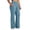 Blue 1, variant on Women's High Waist Pants Split Hem Bootcut Elastic Waist Side Pockets Stretchy Casual Office Trousers