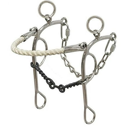Showman Stainless Steel Dogbone Rope Nose Combo Hackamore Gag Bit