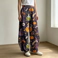 thumbnail image 2 of Bovemsi Womens Sweatpants Wide Leg Barrel Baggy Trousers, Elastic High Waist Casual Pants With Pockets Fashion Outfits Clothes M Purple, 2 of 4