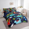 thumbnail image 2 of Feelyou Jungle Dino Twin Bedding Sets for Kids Boys Girls, Tropical Wildlife Bedding Comforter Set, Navy, Blue Reversible, 7 Pieces, 2 of 7