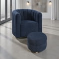 thumbnail image 6 of Noa Swivel Chair and Ottoman- Channel Tufted Curved Back- Blue Boucle, 6 of 6