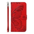 thumbnail image 4 of SaniMore Wallet Case for Samsung Galaxy A54 5G, PU Leather Embossed Butterfly Flip Folio Cover Card Holder [Kickstand][Wrist Strap] All Arpund Protective Shockproof Shell, Red, 4 of 18