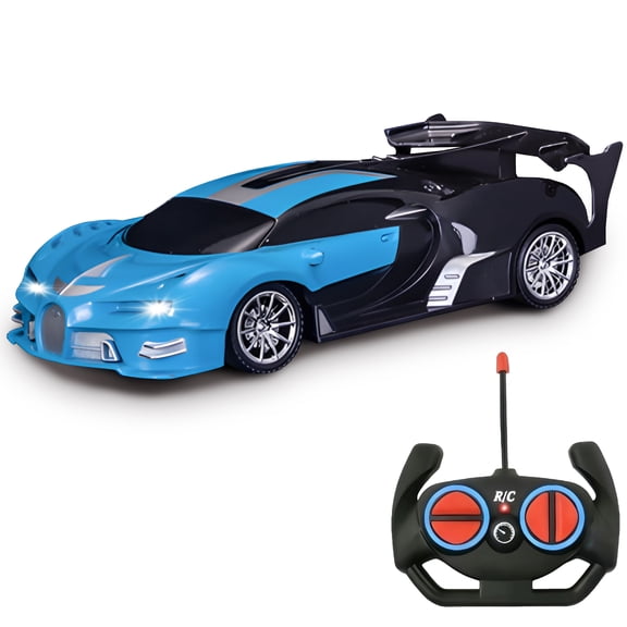 1:18 Remote Control Race Car Toys for Kids, 2.4GHZ Radio Control Four-Wheel Remote Control Vehicle Gift, LED Lights RC Car, Blue