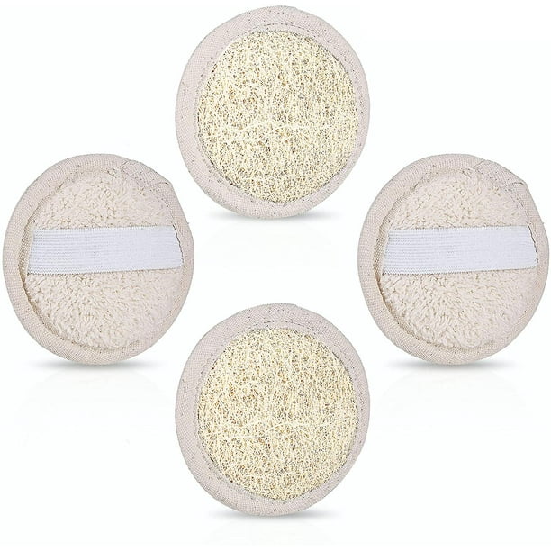 4 almohadillas de loofah facial premium, almohadillas de limpieza natural para la cara exfoliante, esponjas compatibles con piel facial limpia y vibrante (4 paquetes) Afortunado Sencillez