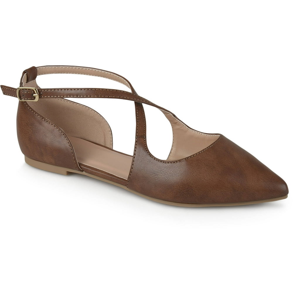 white pointed toe flats with ankle strap