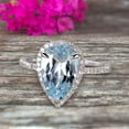 thumbnail image 2 of 8x5mm Pear Shape Halo Design 1.75 Carat Aquamarine Engagement Ring Anniversary Gift On 10k White Gold Art Deco, 2 of 5