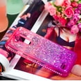 thumbnail image 4 of Mignova LG X Power 3 Flash case,[Durable and Cute] Colorful Quicksand Series Bling Diamond Flowing Liquid Floating Shockproof Cover case (Pink+Purple), 4 of 7