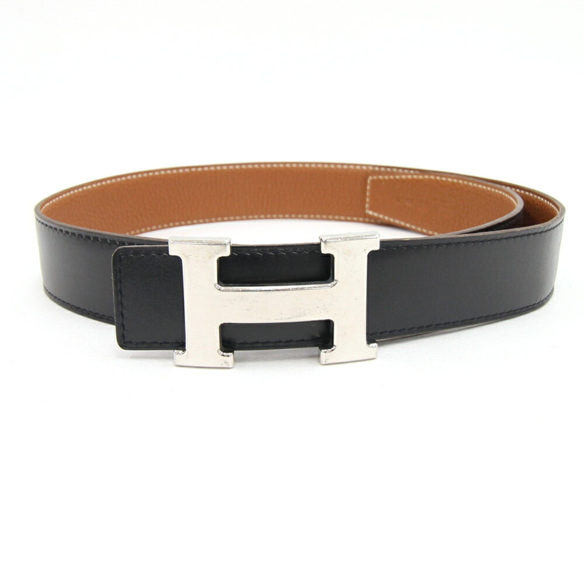 Authenticated Used Hermes belt Constance H black brown box calf Togo 75 ...
