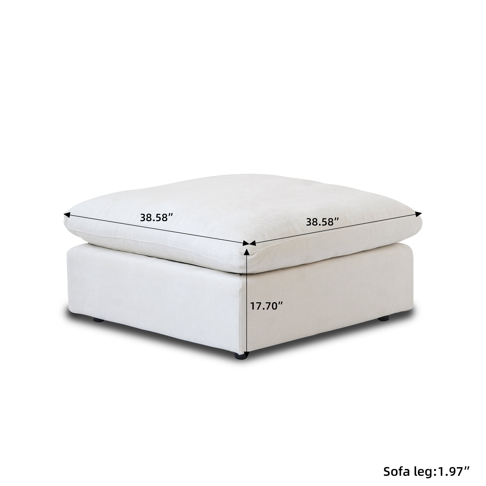 LovingAHome Modern Ottoman Module for Living Room, Minimalist Comfy Breathable Footstool, White
