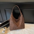 thumbnail image 3 of HUISZJ Leopard Print Shoulder Bag, Women Top Handle Bag, Large Capacity Tote Bag Simple Commuting Bag for Work Travel Outdoor (Brown), 3 of 10