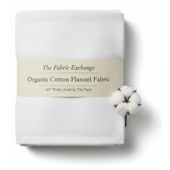 The Fabric Exchange Organic Cotton, Flannel Fabric, 60" Wide, Sold by The Yard - White