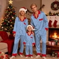 thumbnail image 6 of Matching Christmas Pajamas for Family Silk Christmas Pajamas Long Sleeve Button down Festival Party Sleepwear Top and Pajamas Pants Christmas Pajama Set Family, 6 of 7