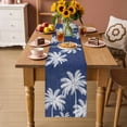 thumbnail image 2 of Indigo Blue Palm Trees Table Runner 70 Inches, Farmhouse Tropical Summer Beach Bed Runner Dresser Scarves Tabletop for Indoor Outdoor Parties/Ceremony/Banquet, 13" x 70", 2 of 9