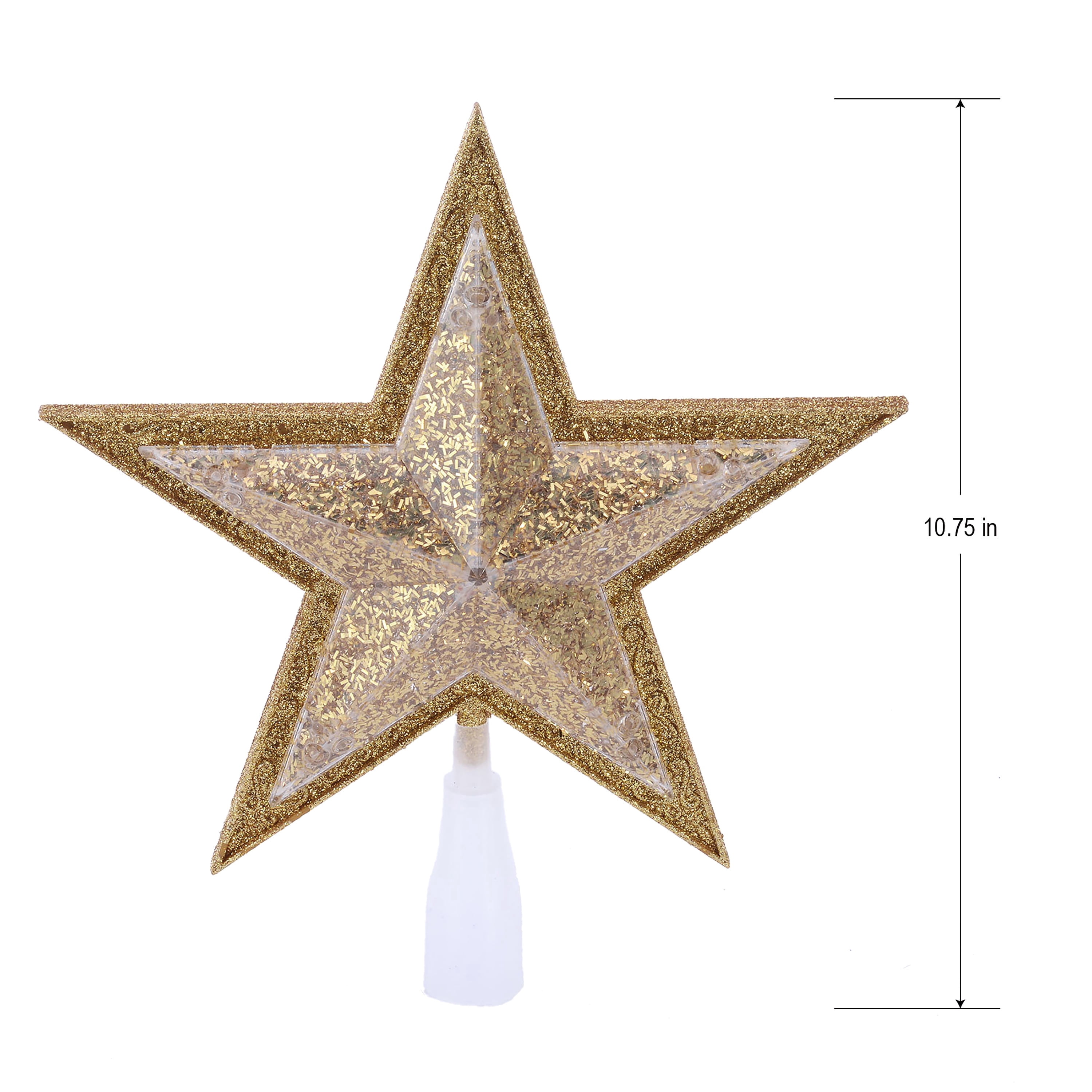 LED Glitter Star Christmas Tree Topper, Gold, 10.75", by Holiday Time
