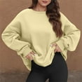thumbnail image 5 of Oversized Sweatshirt For Women Fleece Lined Crewneck Sweatshirts Women Long Sleeve Pullover Sweater with Pockets 2025 Fall Winter Outfits Khaki S, 5 of 5