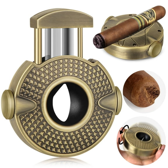Cigar Cutter 3 in 1 Cigar V Shape Cutter with Stainless Steel Blade Decompression Rotator, Ergonomically Designed, Cigar Accessory Gift for Cigar Lovers