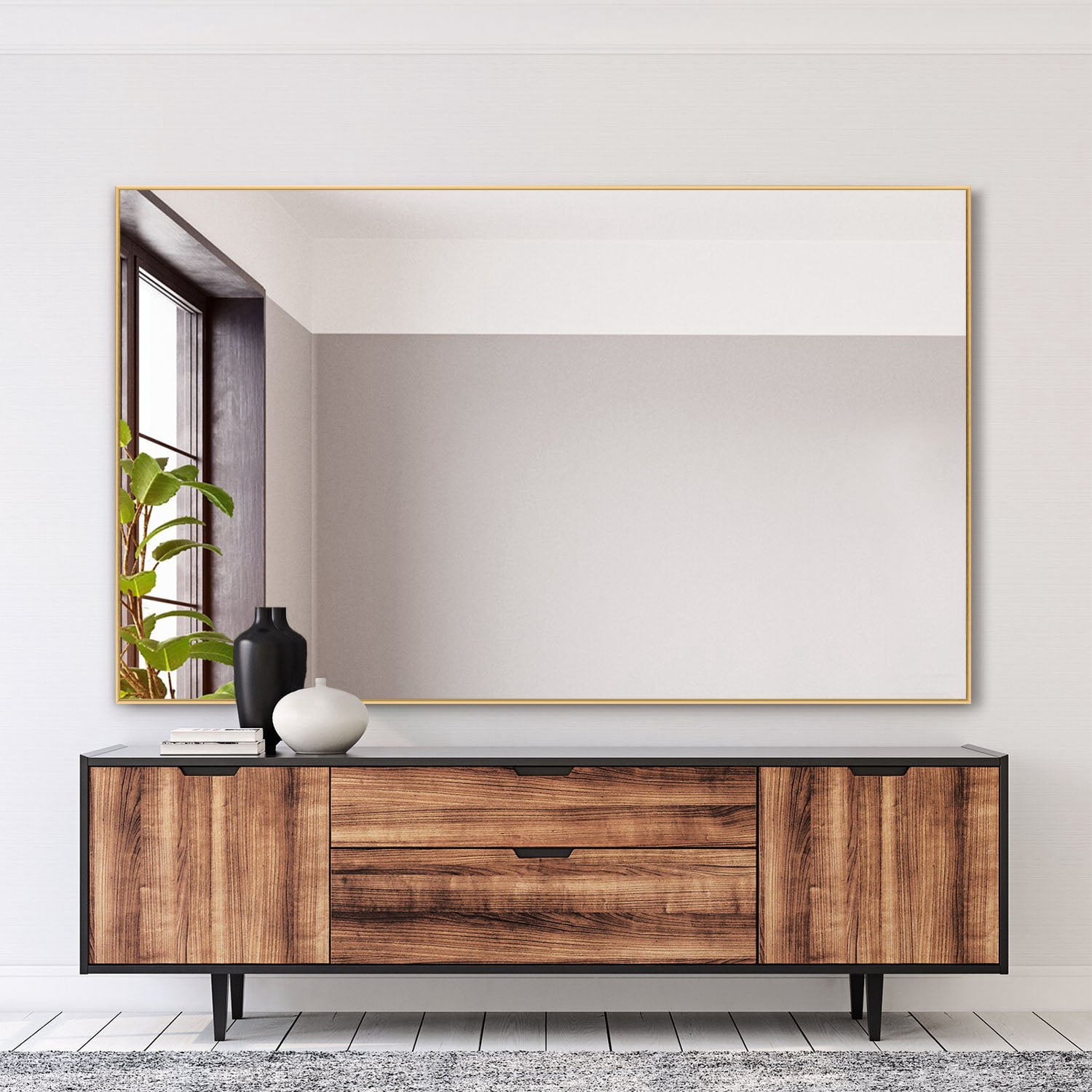 51" x 32" Gold Modern Full Length Mirror