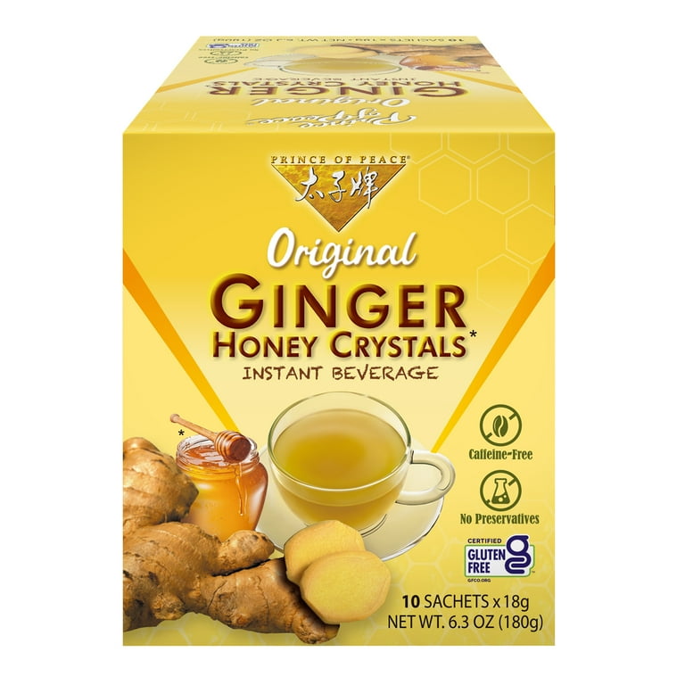 Prince of Peace Ginger Honey Crystals, Instant Tea, 6.3 oz 10ct
