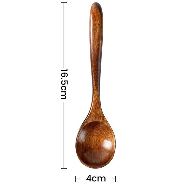 6 PCS Wooden Spoons, 6.5 Inch Small Wooden Spoons - Perfect for Soup,Eating,Scooping Jars&Canisters-Kitchen Utensils Set