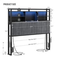 thumbnail image 5 of Full Size Headboard with 3-Tier Storage Shelves, Upholstered Headboards 2 Outlets, USB Ports & LED Light, Sturdy and Stable Headboard, White and Gold, 5 of 7