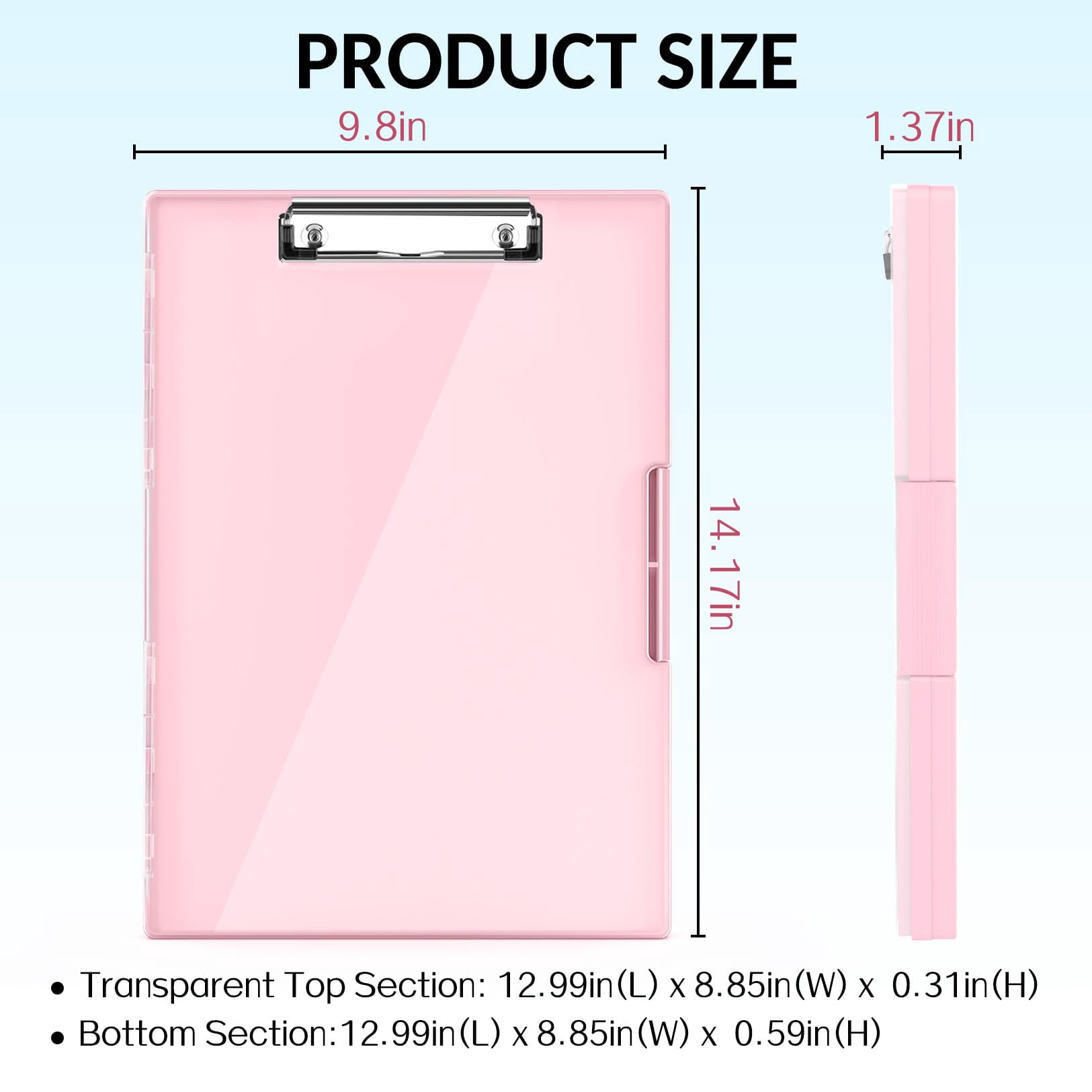 Clipboard With Storage  Heavy Duty Cleaview Clip Boards 8.5x11 Dual Dry Erase Plastic High Capacity Clipboards Folder For Teacher Nurse School & Office Supplies