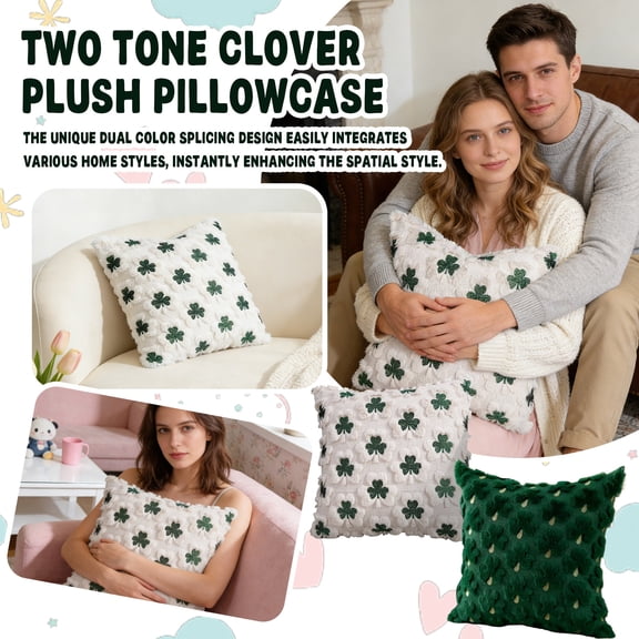 St Patricks Day Decorations Pillow Cover 18x18 Inch, Plush Velvet-Throw Pillowcase for Couch Sofa, Removable Washable Cushion Cover for Spring Home Decor A, 1Pcs
